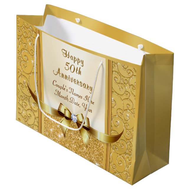 Grand Sac Cadeau Sacs-cadeaux personnalisés pour le 50e anniversair (Devant Angle)