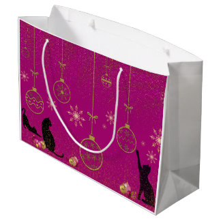 Grand Sac Cadeau Sacs-cadeaux - Whimsical chat enthousiaste.