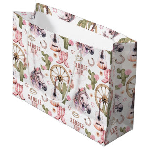 Grand Sac Cadeau Saddup Cowgirl Pink Western Cadeau Sag