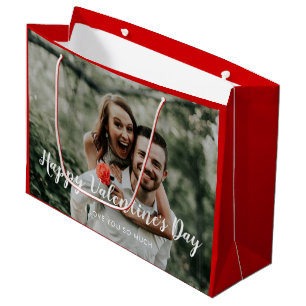 Grand Sac Cadeau Saint Valentin Photo Rouge Custom