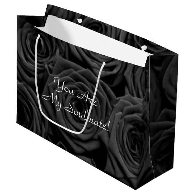 Grand Sac Cadeau Saint-Valentin rose noir (Devant Angle)