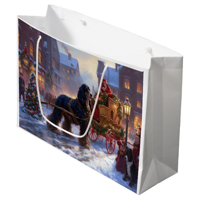 Grand Sac Cadeau Saison de Noël Cocker Spaniel (Devant Angle)
