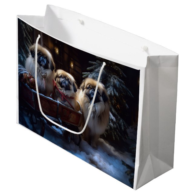 Grand Sac Cadeau Saison des fêtes de Noël de Pékin (Devant Angle)