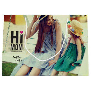 Grand Sac Cadeau Salut maman. Vous êtes génial. Cadeau de la Fêt