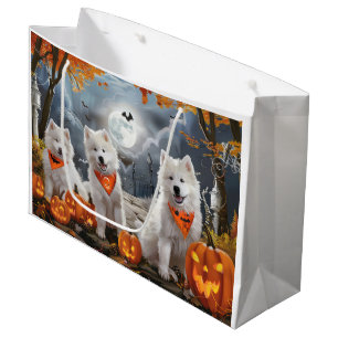 Grand Sac Cadeau Samoyed Halloween Éffrayant