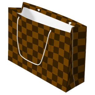 Grand Sac Cadeau Sans couture marron foncé et clair à carreaux