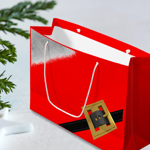 Grand Sac Cadeau Santa Claus moderne Convient Noël Fête Rouge