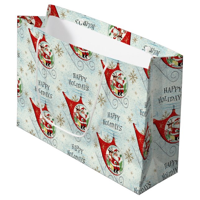Grand Sac Cadeau Santa's Retro Rotor Sleigh (Devant Angle)