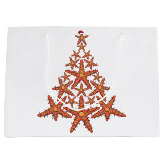 Grand Sac Cadeau Sapin de Noël en étoile de mer Chapeau de Père Noë