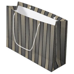 Grand Sac Cadeau Satin Effet Grandes Motif Noir Et Beige