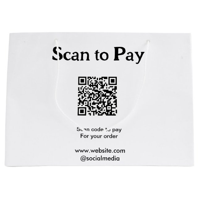Grand Sac Cadeau Scanner pour payer la commande QR code ajouter sit (Devant)