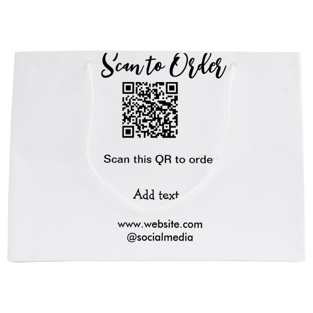 Grand Sac Cadeau Scannez pour commander scannez le code QR ajoutez  (Devant)