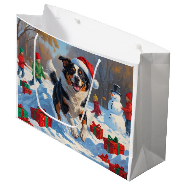 Grand Sac Cadeau Scène de Noël de bétail australien (Devant Angle)