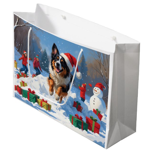 Grand Sac Cadeau Scène de Noël du berger belge (Devant Angle)