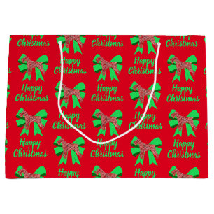 Grand Sac Cadeau Schnauzer Silhouette Chien de Noël Rouge et Bow Ve