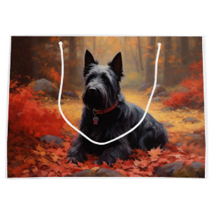 Grand Sac Cadeau Scottish Terrier en automne Leaves Fall Inspire
