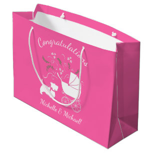 Grand Sac Cadeau Scotty Chien Baby shower écossais Terrier rose