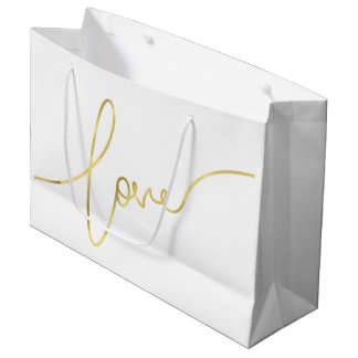 GRAND SAC CADEAU SCRIPT D'AMOUR DE LA FOILE D'OR FAUX DE VALENTINE