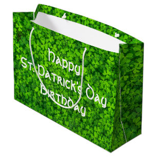 Grand Sac Cadeau Shamrock Clover Feuilles St. Patrick's Day Anniver