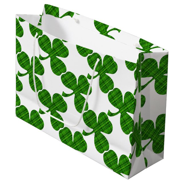 Grand sac cadeau Shamrock Lucky (Devant Angle)