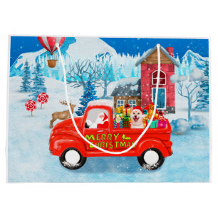 Grand Sac Cadeau Shiba Inu Chien Livraison de Noël Camion Neige