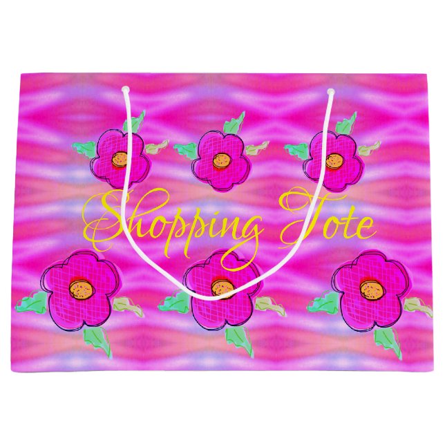 Grand Sac Cadeau Shopping rose vif (Devant)