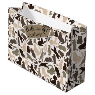 Grand Sac Cadeau silhouette de chien dans divers pose sans couture