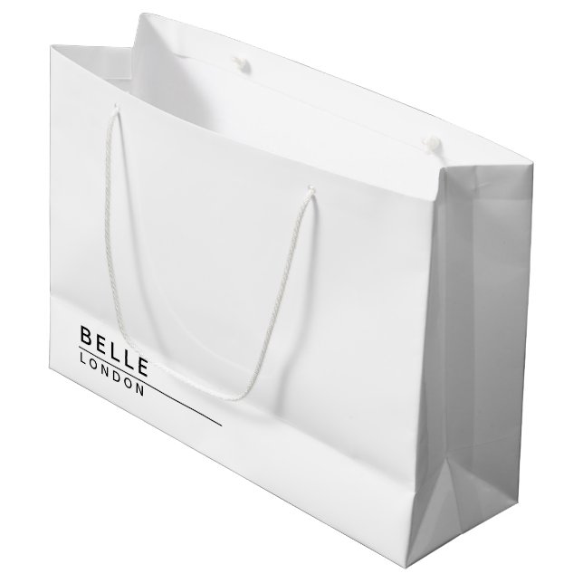 Grand Sac Cadeau Simple Blanc Entreprise Moderne (Devant Angle)