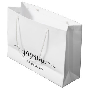 Grand Sac Cadeau Simple minimaliste Monogramme blanc