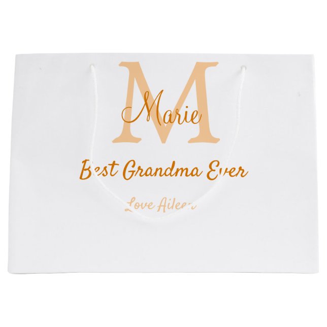 Grand Sac Cadeau simple minimum meilleur grand-mère jamais orange m (Devant)