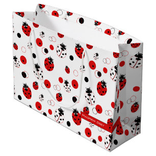 Grand Sac Cadeau Simple Motif Ladybug rouge, noir et blanc