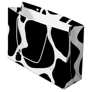 Grand Sac Cadeau Simple noir et blanc Gros taches de vache Poster d