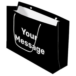 Grand Sac Cadeau Simple noir et blanc Votre message Modèle texte