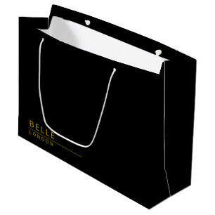 Grand Sac Cadeau Simple Noir & Or Moderne Entreprise