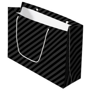 Grand Sac Cadeau Simples bandes diagonales noires et fumantes noire