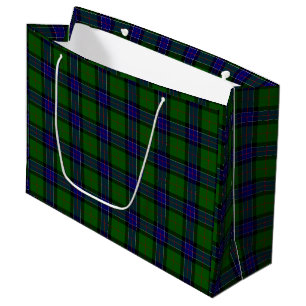 Grand Sac Cadeau Sinclair tartan bleu vert plaid