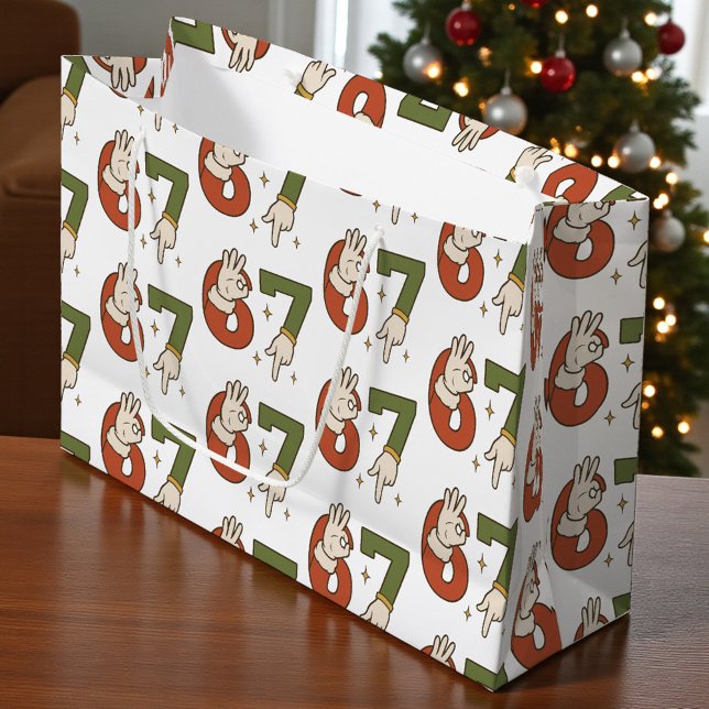 Grand Sac Cadeau Six Seven 67 6 7 Christmas Santa Elf Meme  (Créateur téléchargé)