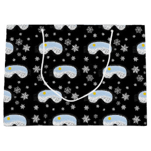 Grand Sac Cadeau Ski Goggets Mountain View Flocs de neige Noir