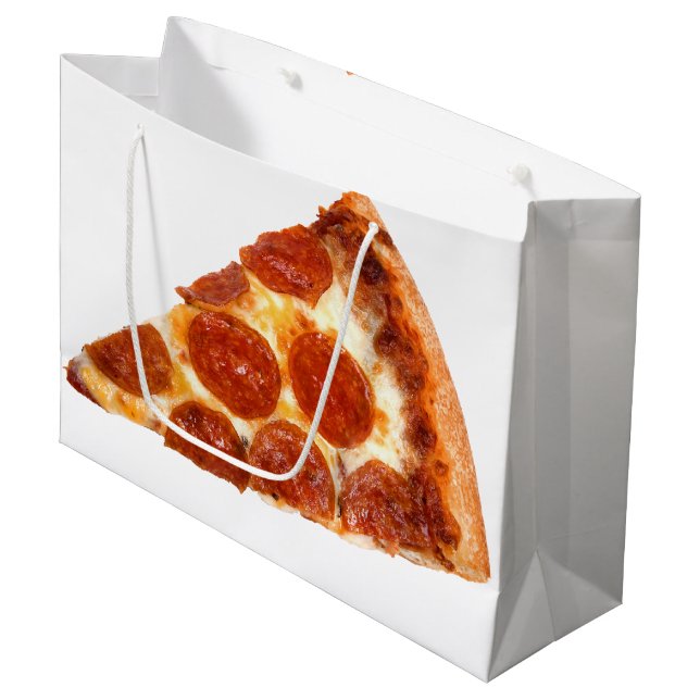 Grand Sac Cadeau SlipperyJoe's classique pepperoni pizza tranche fo (Devant Angle)