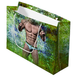 Grand Sac Cadeau SlipperyJoe's homme adulte très musclé torse nu 