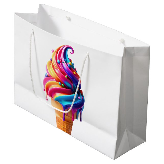 Grand Sac Cadeau SlipperyJoe's vibrante crème glacée cone classique (Devant Angle)