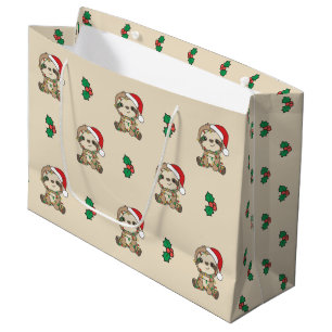 Grand Sac Cadeau Sloth Christmas Winter Animaux Sloths Grand Cadeau