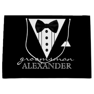 Grand Sac Cadeau Smoking de Groomsman personnalisé par noce
