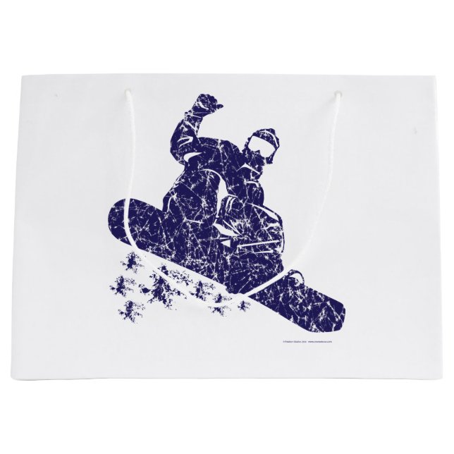 Grand Sac Cadeau Snowboardeur attraper les dérives de neige haute (Devant)