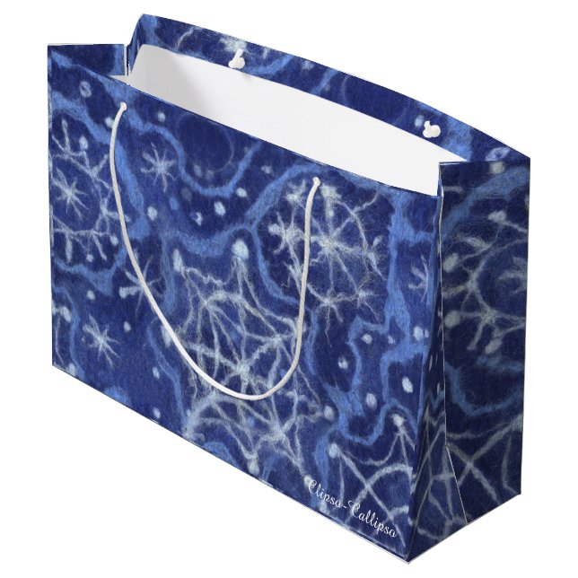 Grand Sac Cadeau Snowfall Snowflakes Snow Flakes Flurier Nouvel an (Dos Angle)