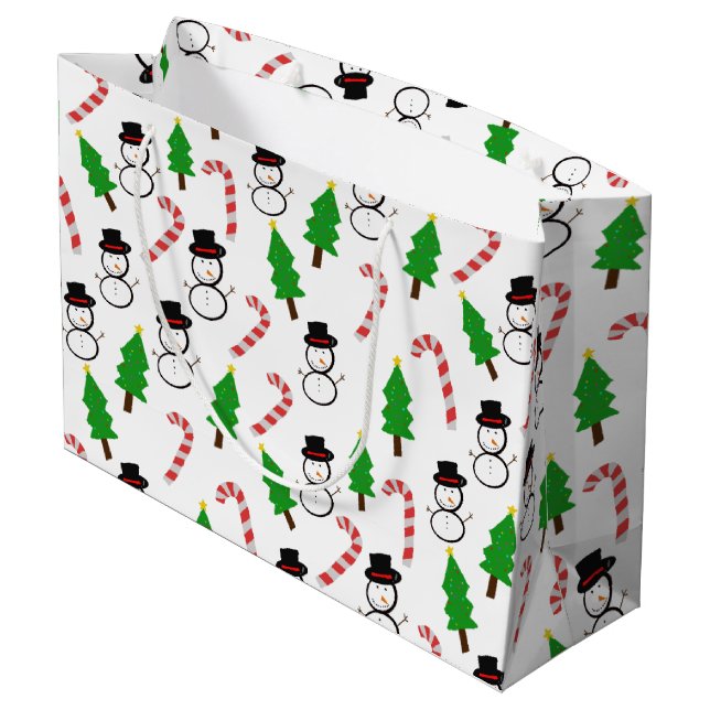 Grand Sac Cadeau Snowman Candy Cane Christmas Tree (Dos Angle)