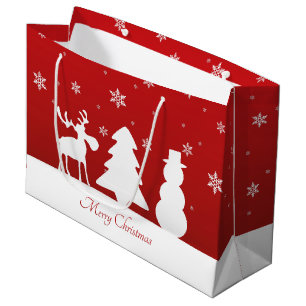Grand Sac Cadeau Snowman de rennes d'arbre de Noël