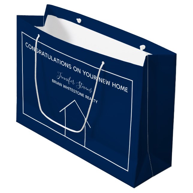Grand Sac Cadeau Société Immobilier Marine Bleu Cuisine domestique  (Devant Angle)
