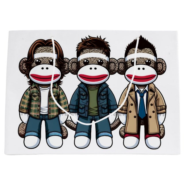 Grand Sac Cadeau SockMonkey Hunter Brothers et leur Angel Friend (Devant)