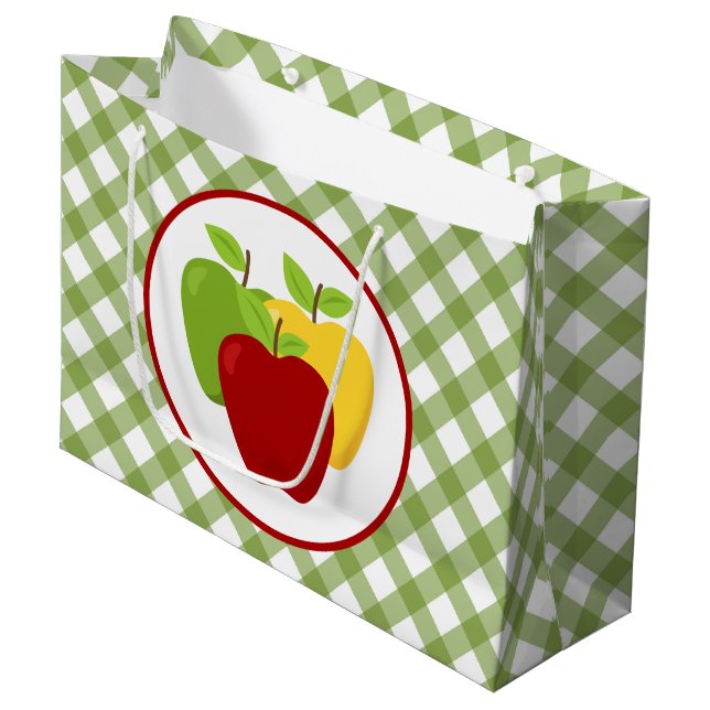 Grand Sac Cadeau Soirée aux fruits de pomme mignonne (Devant Angle)